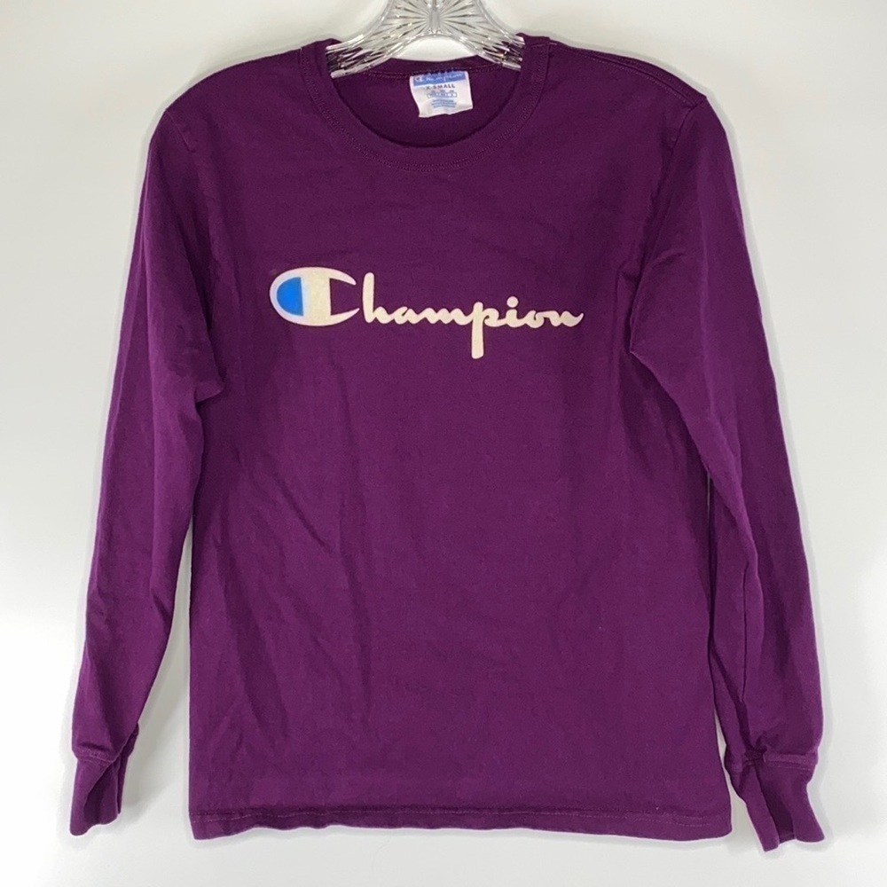 Champion Purple Crewneck Long Sleeve Shirt XS